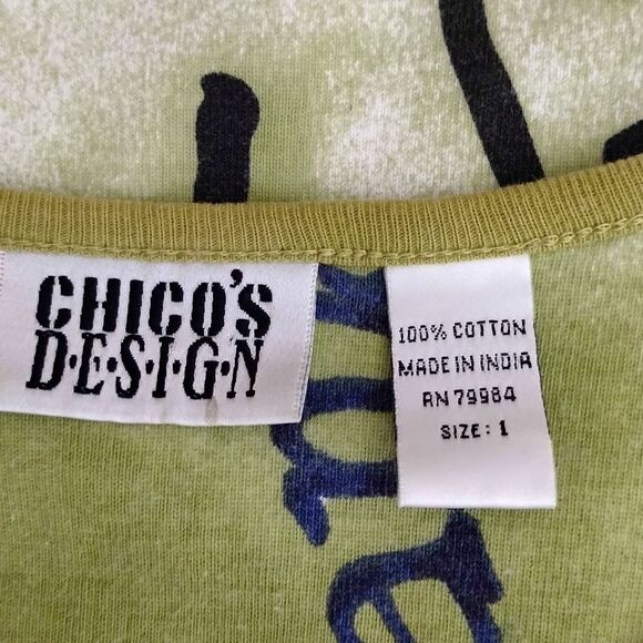 Chico's graphic Design size M/8 stretch knit Cotton long sleeve round neck top - Picture 6 of 7